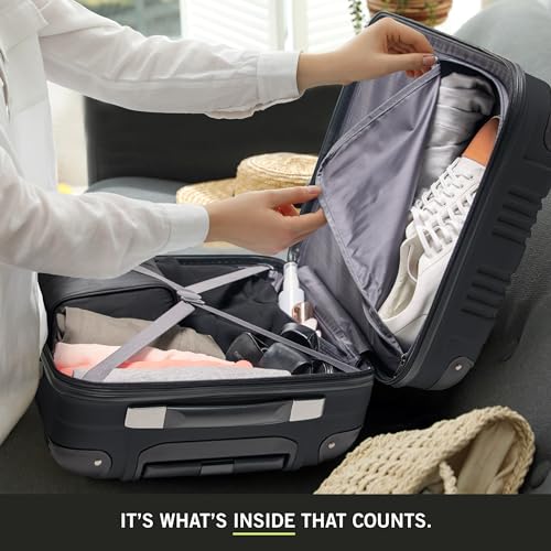 Kenneth Cole REACTION Out of Bounds Lightweight Hardshell 4-Wheel Spinner Luggage, Midnight Black, 28-Inch Checked