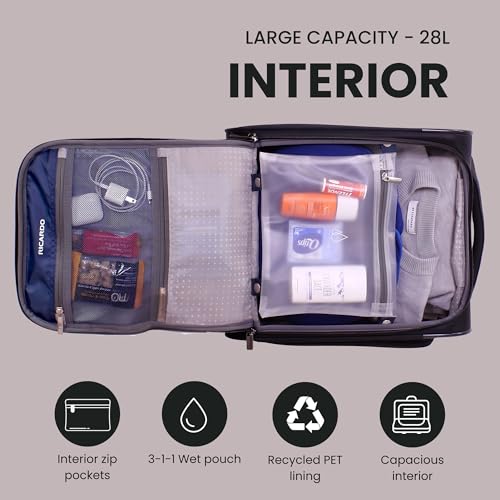 Ricardo Avalon 28L Under the Seat Carry On Luggage Sustainable Travel Bag, Compact Suitcase with Wheels, Travel Essentials for Short Trips, Fits Under Seat, 16-inch (Juniper Green, Small)