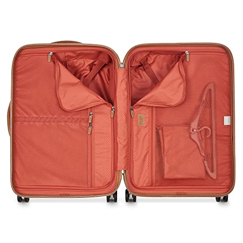 DELSEY PARIS Chatelet Air 2.0 Checked Suitcase 24 Inch Medium, Hardside Polycarbonate Luggage, Dual-Density Spinner Wheels, TSA Lock, Angora