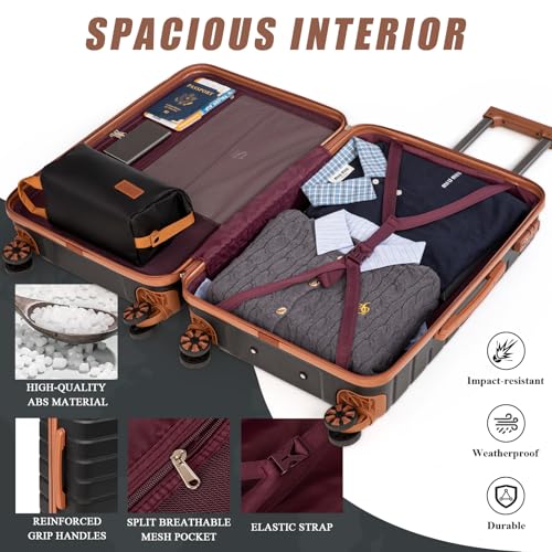 Cosbarn Luggage Sets 5 Piece Suitcases with Wheels, Suitcase Sets ABS Hard Case Luggage with TSA Lock Durable Carry-on Luggage with Spinner Wheels Travel Suitcase for Men Women