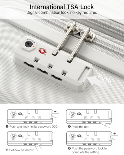Hanke 20 Inch Expandable Carry On Luggage, 22x14x9 Airline Approved, TSA Lock Hard Shell Lightweight Suitcase for Men Women (Smoke White)