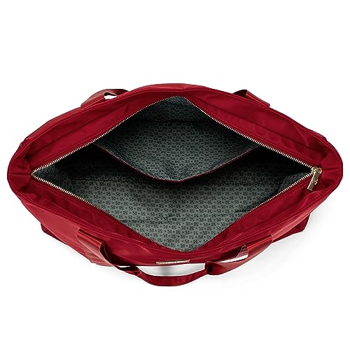 Badgley Mischka Uncomplicated Nylon Weekender Travel Bag, Lightweight Duffel Tote for Women, Carry On Overnight Bag (Burgundy)