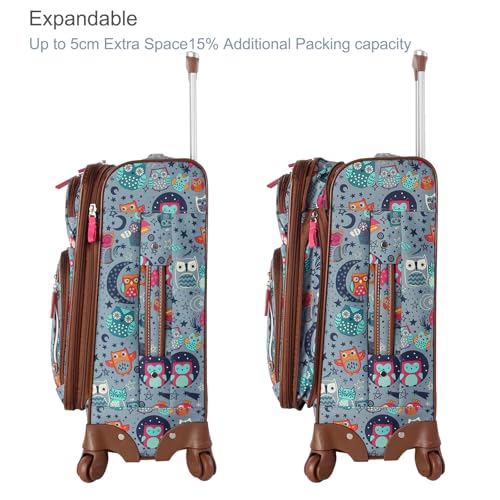Lily Bloom Luggage 3 Piece Softside Spinner Suitcase Set Collection (Night Owl)