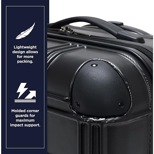 Ben Sherman Nottingham Lightweight Hardside 4-Wheel Spinner Travel Luggage, Charcoal, 24-Inch Checked
