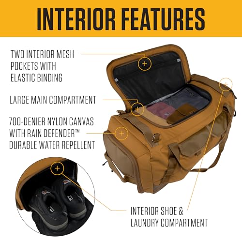 Carhartt Heavy Haul Utility Duffel Bag's, Water-Resistant Packable Bag for Jobsite, Gym, and Travel, Black, 55L