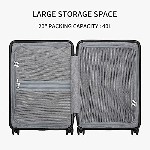 LEVEL8 Luminous Carry On Luggage 20" Inch with Laptop Backpack-Blue