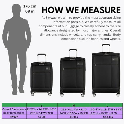 Skyway Sigma 7.0 Softside Expandable Spinner Suitcase with Wheels (Black, Checked-Medium 24-Inch)