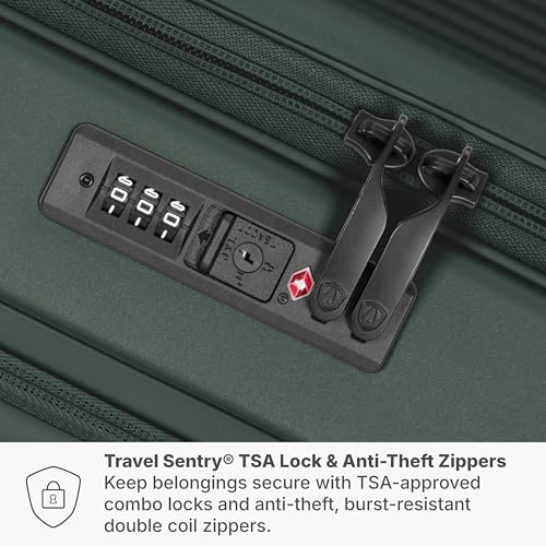 Traveler's Choice Novia Top Opening Expandable Polycarbonate Luggage with Spinner Wheels, Green, 30-Inch Large