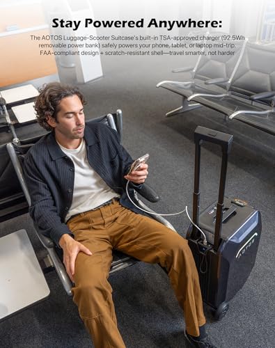 AOTOS Smart Rideable luggage-Roller carry-on luggage 22x14x9-TSA, Airline-Approved 22 inch Hardshell,Zipperless Travel Suitcase with Rolling WheelsApp Control -Cabin Suitcase for Airport Travel(Grey)
