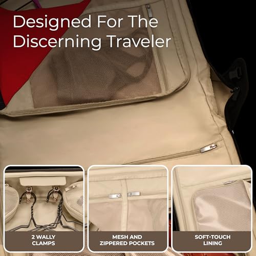 Briggs & Riley Deluxe Wardrobe Spinner - Checked Luggage for Travel, Suitcases with Wheels, Softside Rolling Bag for Men & Women, Built in Hook for Clothes - Baseline Collection, Navy