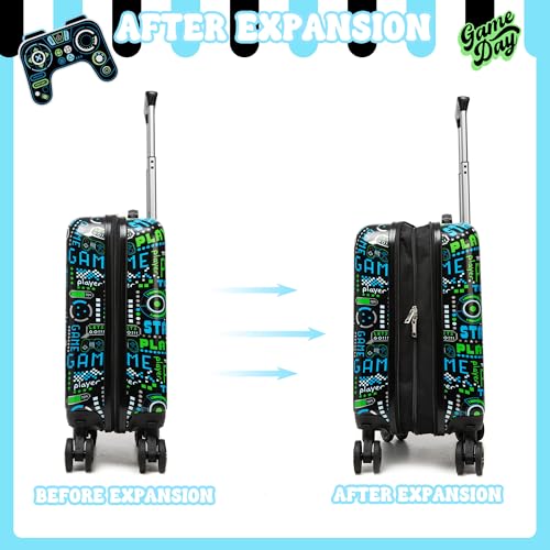 Inprof Kid’s Luggage Set 3 Piece Suitcase Set 16’’ Hardside Luggage with Spinner Wheels Girls Boys Carry on Toddler Travel Rolling Suitcase Airline Approved