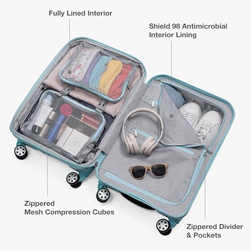 Traveler's Choice Pagosa Hardshell Expandable Luggage with Spinner Wheels, Baby Blue, 26-Inch Medium