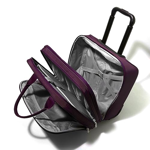 Baggallini 2 Wheel Tote Luggage - Lightweight Travel Weekender Carry-On