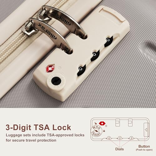 Merax 3 Piece ABS Hardshell Luggage Sets Spinner Wheel Suitcase TSA Lock Suit Case, Rosybrown, 20/24/28 Inch