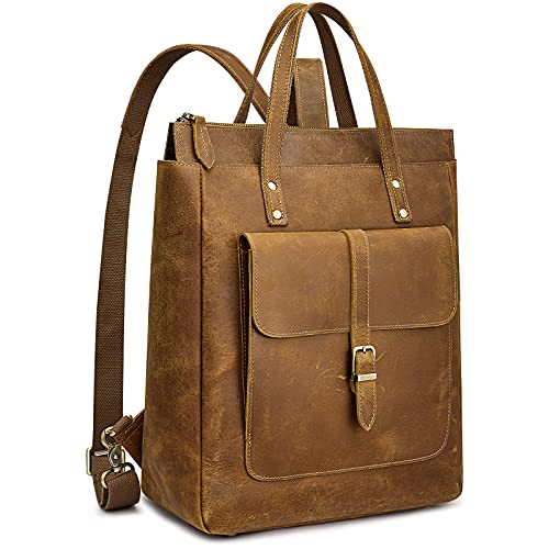 S-ZONE Women Genuine Leather Backpack Purse Retro Top-handle Bags Vintage Totes Casual Daypack