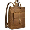 S-ZONE Women Genuine Leather Backpack Purse Retro Top-handle Bags Vintage Totes Casual Daypack