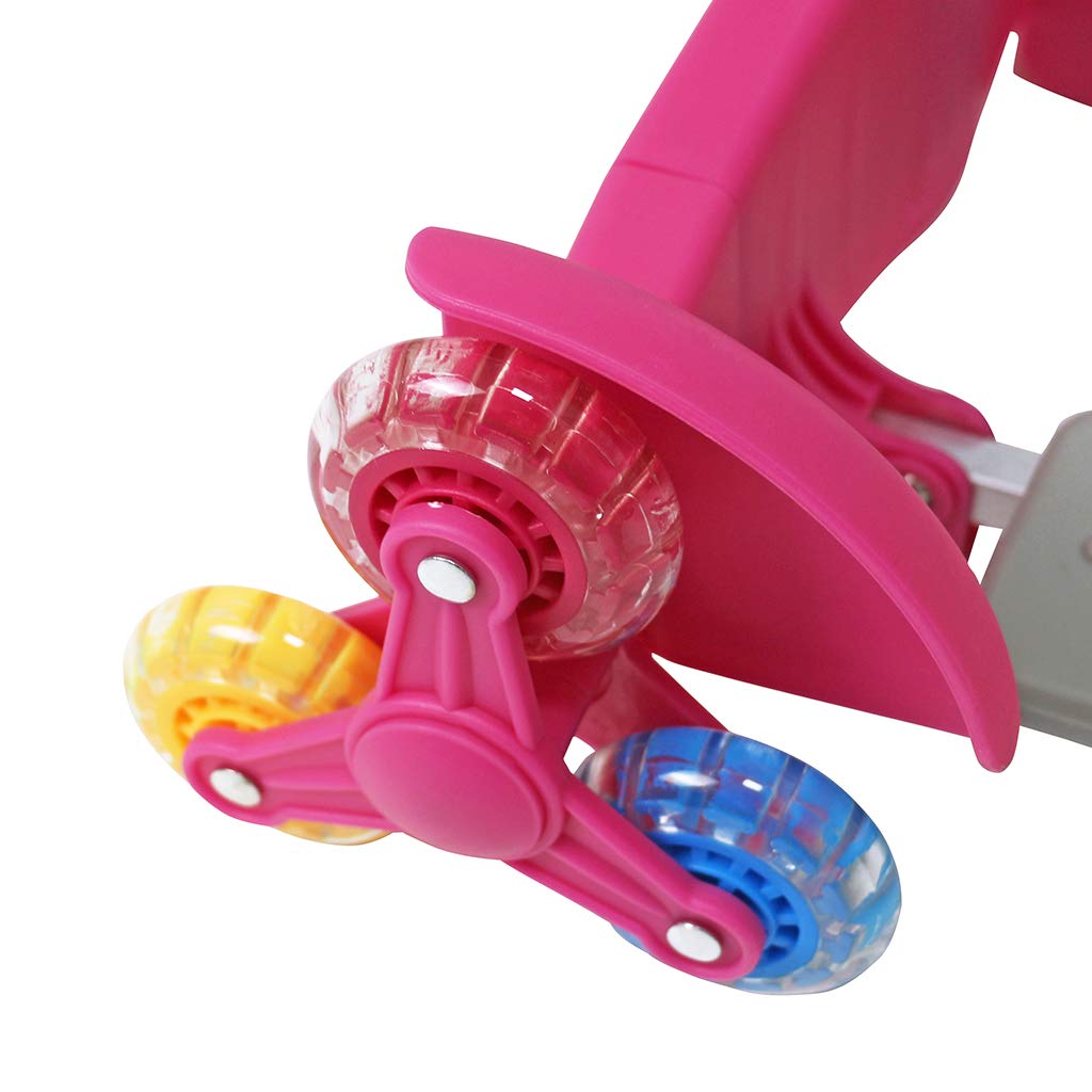 Wheeled Backpack Cart,Aluminium Alloy Folding Trolley Cart for Backpack (Pink, 6 Wheels)