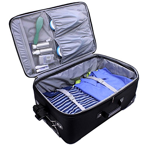 U.S. Traveler New Yorker Lightweight Expandable Rolling Luggage, Black, 3-Piece Set