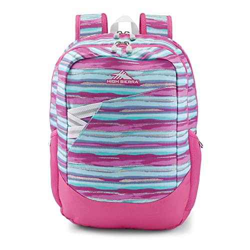 High Sierra Essential Backpack, Laptop Bookbag for Travel, Work, or School, Watercolor Stripes, One Size