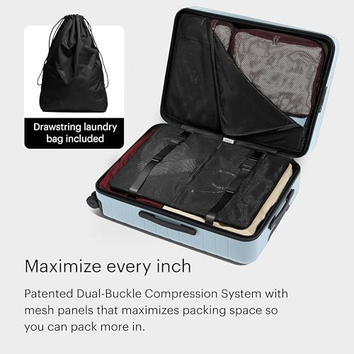 Away Amazon Exclusive Medium Checked Luggage - 26-Inch Lightweight Hardside Suitcase with Custom WhisperGlide 360° Wheels, Interior Compression System, TSA-Accepted Lock - Sky Blue