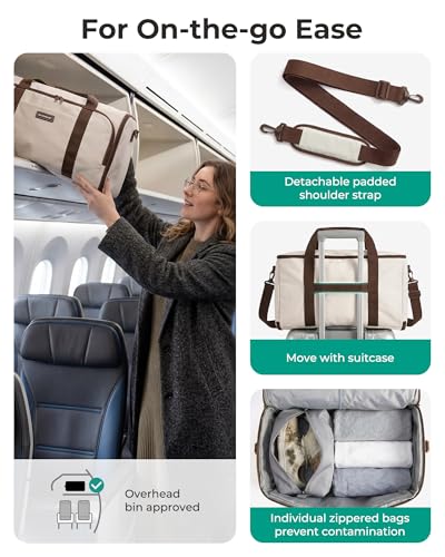 BAGSMART Garment Bag Duffle Bag for Travel Convertible 2 in 1 Suit Bag for Hanging Clothes Carry on Travel Bag with Shoes Bag,Shoulder Strap Weekender for Dresses, Coats, Shirts (Black)