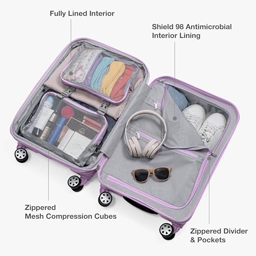 Traveler's Choice Pagosa Hardshell Expandable Luggage with Spinner Wheels, Lavender, 22-Inch Carry-on