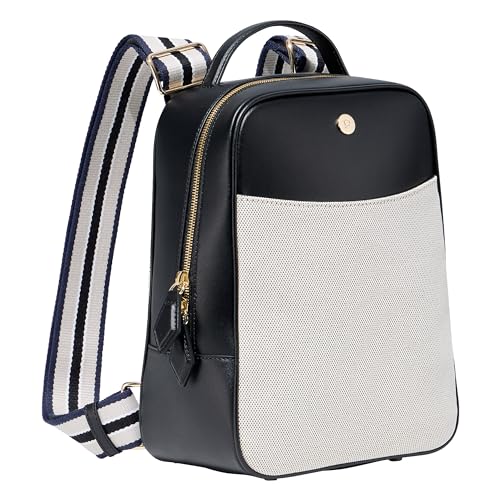 Paravel Cabana Backpack | Made with Recycled Canvas Material & Vegan Leather | Fashionable Daily Use Backpack | Domino Black