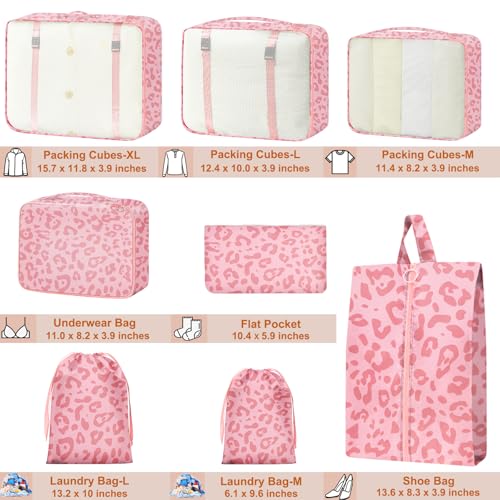 YEEYAA Packing Cubes for Travel - 8 Set Luggage Organizer Bags for Family, Mesh Breathable Packing Cubes for Suitcases Durable Travel Essentials Bags Set