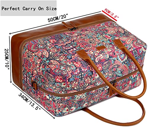 Pretty Colorful Travel Duffel Weekender Bag Overnight Bag Carry On with Shoe Compartment for Women HB-10 (HS)