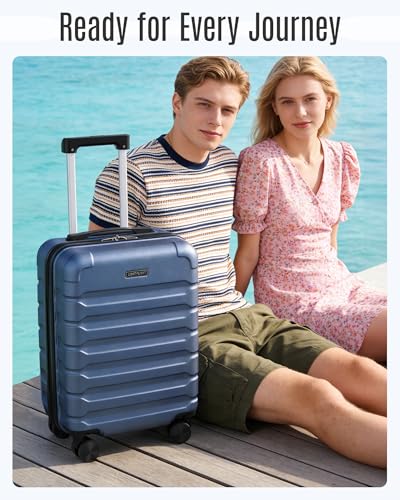 LIGHT FLIGHT Carry On Luggage 22x14x9 Airline Approved, Expandable Carry On Suitcases with Wheels, Lightweight Luggage, Durable Hard Shell 20 Inch Rolling Suit Case for Men Women Travel,Royal Blue