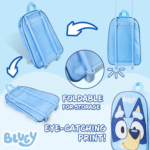Bluey Kids Rolling Suitcase, 16 x 13 x 4 inches, Luggage for Girls and Boys, Travel Bag with Extendable Handle and Wheels, Gifts for Kids