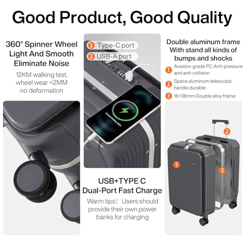 mixi 20 Inch Carry On Luggage with Cup Holder and 18 Inch Travel Backpack as a set