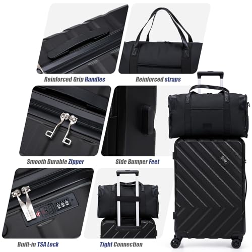Eeeza Luggage Sets 5 Piece, Suitcases with Wheels, ABS Hard Case Luggage with TSA Lock Spinner Wheels, Carry On Luggage Set(5 Piece Sets (20"/24"/28"/DB/TB))