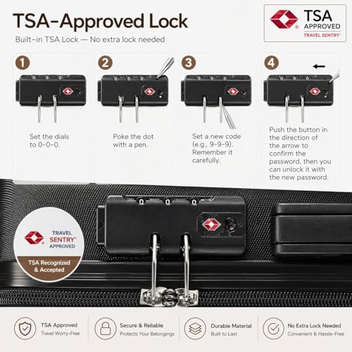 YOETEY Luggage Sets 3 Piece, Expandable Hardshell Suitcase with TSA Lock & Silent Spinner Wheels, Lightweight Hardside Travel Suitcase Set for International Trips (20/24/28 in, Black)