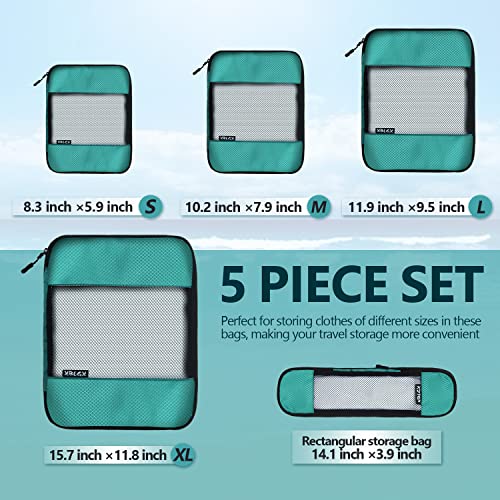 Compression Packing Cubes for Suitcases,5 Set Travel Essentials, Lightweight Luggage Organizer Bags, Travel Cubes for Carry on(Green)