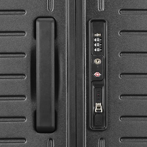 Framelock Max 21” Carry-On Hardshell Zipperless Luggage - Highly Secure Integrated Eazylock™ Mechanism - RightHeight™ Adjustable Handle System - 360° Spinner Wheels - Airline Approved - Asphalt Black