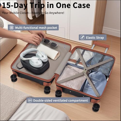 CONCEPTEN Luggage Sets 5 Piece,Lightweight,Impact-Resistant,Wear-Resistant Suitcases with Wheels, Hardshell Suitcase Set with Spinner Wheels, PP Carry on Luggage Set with TSA Lock, Travel Luggage