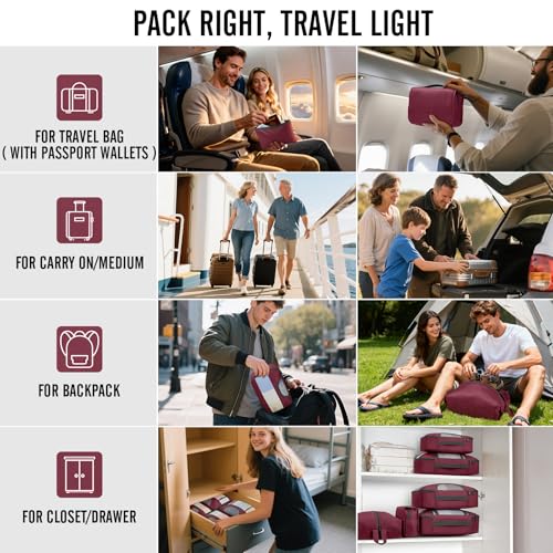 Veken 10 Set Packing Cubes for Travel Essentials, Suitcase Organizer Bags in 4 Sizes, Carry-On Luggage Accessories with Laundry Bag, Airplane Must Have, Gifts for Women Men