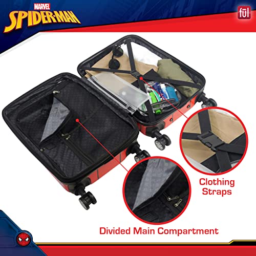 FUL Marvel Spider-Man 22 Inch Carry On Luggage, Hardshell Rolling Suitcase with Spinner Wheels, Red