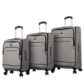 Steve Madden Designer Luggage Collection - 3 Piece Softside Expandable Lightweight Spinner Suitcase Set - Travel Set includes 20 Inch Carry on, 24 Inch & 28-Inch Checked Suitcases (Noble Black/Grey)
