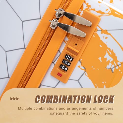 Merax 3 Piece Luggage Set 20/24/28 Inch, PC Carry On Suitcase Set with Spinner Wheels, Hardside Suitcase Set with Combination Lock, Lightweight Travel Luggage with Telescopic Handle,Orange