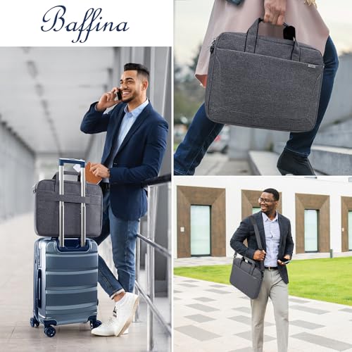 BAFFINA 15.6 16 Inch Laptop Shoulder Bag for Men Women,Waterproof Computer Carrying Case Messenger Bag with Strap,Laptop Briefcase for 14-15-16 Inch MacBook/Chromebook/Notebook Hp Dell Acer Asus,Grey