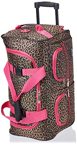 Rockland 22" Polyester Rolling Duffel Bag, Pink Leopard