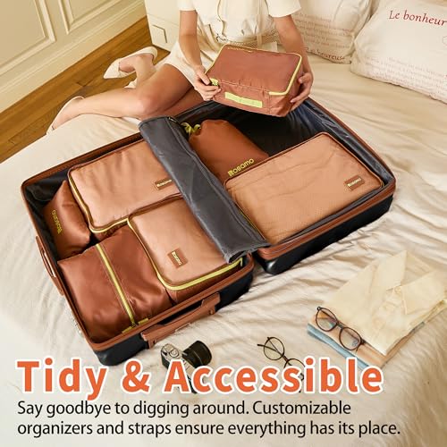 Rosamo 10 piece Luggage Set Expandable Suitcase 22x14x9 Airline Approved Carry on, ABS Hard Case Suitcases with Spinner Wheels,TSA Lock