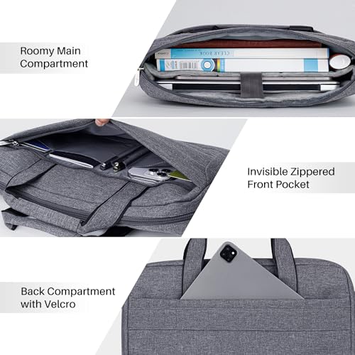 BAFFINA 15.6 16 Inch Laptop Shoulder Bag for Men Women,Waterproof Computer Carrying Case Messenger Bag with Strap,Laptop Briefcase for 14-15-16 Inch MacBook/Chromebook/Notebook Hp Dell Acer Asus,Grey