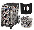 ZUCA Sport Bag - Playful Puffins with Gift Lunchbox and Seat Cushion (Black Non- Flashing Wheels Frame)