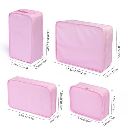 JJ POWER Travel Packing Cubes, Luggage Organizers with Shoe Bag (Pink)