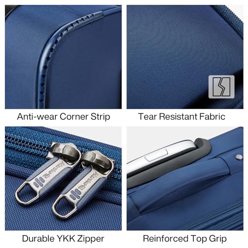 Hanke Softside Expandable 20 Inch Carry On Luggage with Wheels Airline Approved, TSA Luggage Lightweight Rolling Suitcases for Travel Carry On Bag(Blue)