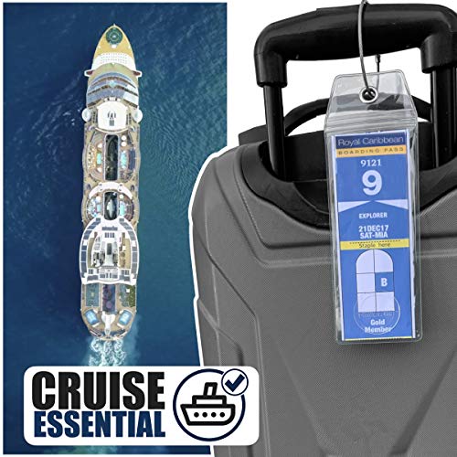 Cruise On Royal Caribbean Cruise Luggage Tag Holder (4 Pack) – Fits All Royal Caribbean Ships, Durable Travel ID Holders for 2026-2027 Cruises, Clear Waterproof Cruise Essentials