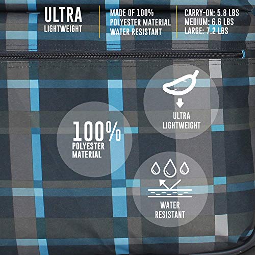 LUCAS Designer Luggage Collection - Expandable 24 Inch Softside Bag - Durable Mid-sized Ultra Lightweight Checked Suitcase with 8-Rolling Spinner Wheels (Old School Navy)